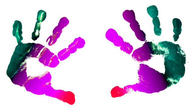 prints of hands of the child