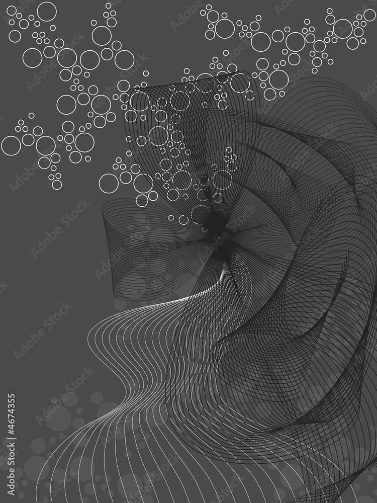 Wall mural abstract bubbles and mesh twist on gray 