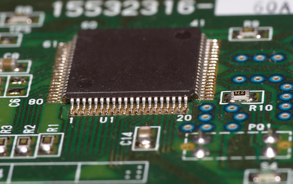 microchip on green board