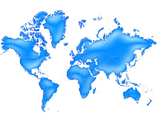 Carte du Monde Bleu Océan