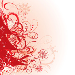 Christmas tree, winter background, vector