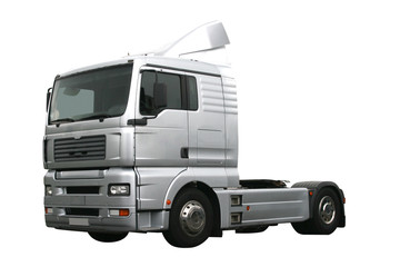 Obraz na płótnie Canvas Truck srebrny samodzielnie na białym tle