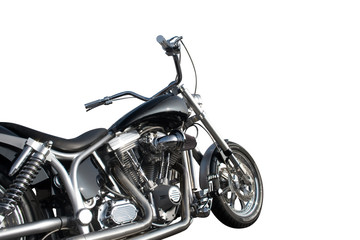 Black and chrome motorcycle isolated on a white background