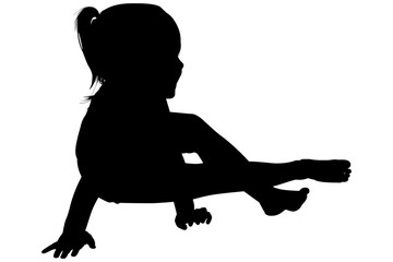 Silhouette With Clipping Path of Girl Sitting