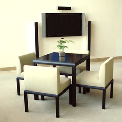Dining room with television