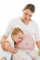 Pregnant woman with son