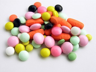 multicolour various tabs and pills