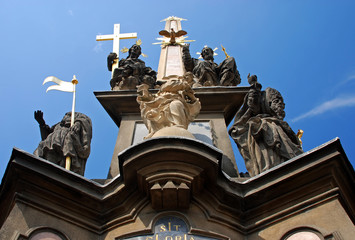 bottom view of plague pillar in Prague