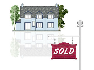 Sold house announcement, isolated illustration