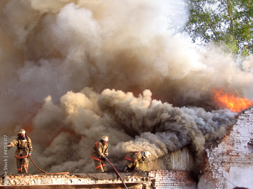 Wall mural fire