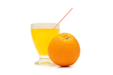 Orange and orange juice isolated in white