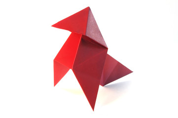 Paper cockerel. Isolation on a white background.