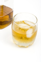 whiskey bottle and glass