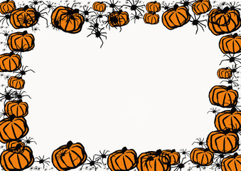 cadre Halloween citrouilles et araign&eacute;es