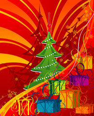 Abstract Christmas background with tree, vector illustration