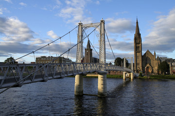 Obraz premium Bridge over the Ness in Inverness, Scotland