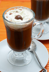 Closeup of coffee with cream