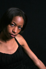 Pretty African American with eye contact