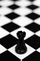 Strategic games; chess; one black castle on chess board