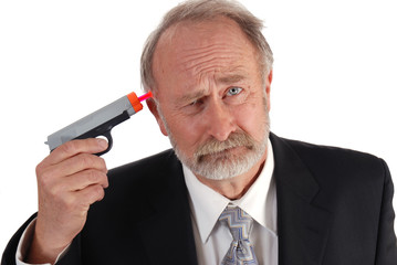 Naklejka premium Businessman dart gun
