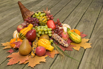 Cornucopia with fall harvest