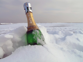 Champagne in a snow