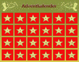 adventkalender mit goldsterne