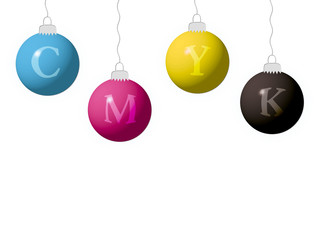 CMYK balls on white background