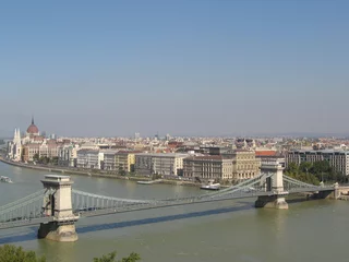 Photo sur Plexiglas Széchenyi lánchíd Danube à Budapest avec le pont à chaînes Széchenyi