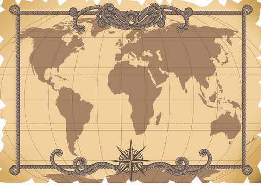 Fototapeta Vector illustration - old map background