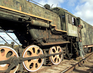 Fototapeta na wymiar Old-fashioned locomotive