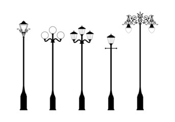 set of elegant victorian style street lamps