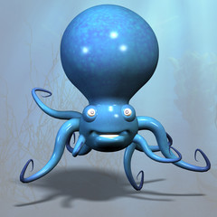 A very cute tentacle monster. With Clipping Path / Cutting Path