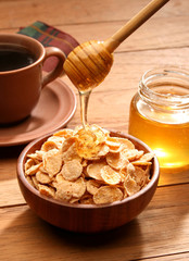 Healthy breakfast with honey