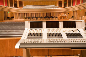 modern auditorium inside and an audio-mixer