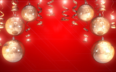 happy christmas background with gold balls
