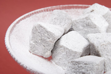 Turkish delight on glass tazza