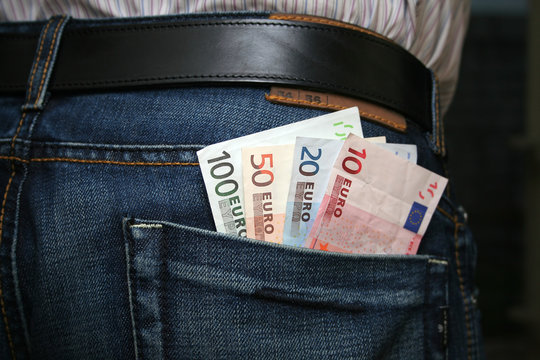 Euros in back pocket