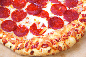 Thick crust peperoni pizza