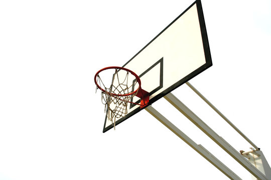 old basketball net isolated in white background