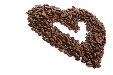 grain coffee in the form of hearts