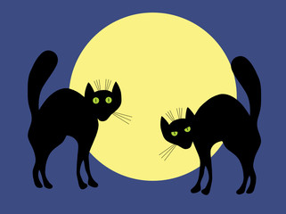 Two black cats. A vector illustration.