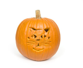 Cat face on pumpkin