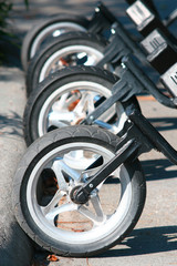 Rows of Motorcycle Wheels