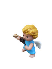 blue christmas angel, isolated on white 