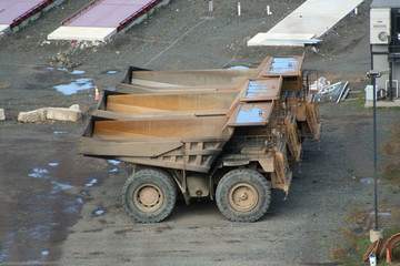 Three large quarry truck