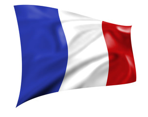 Rippled French Tricolore flag caught in the wind