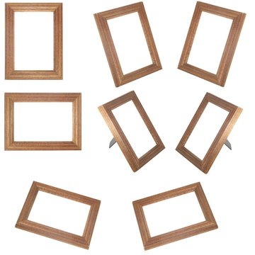 Set of brown wooden picture frames