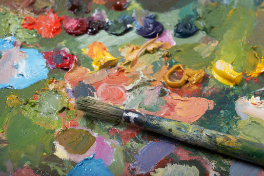 Paintbrush on palette