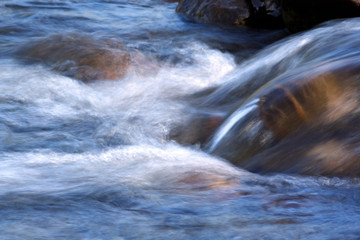 closeup on running creek water